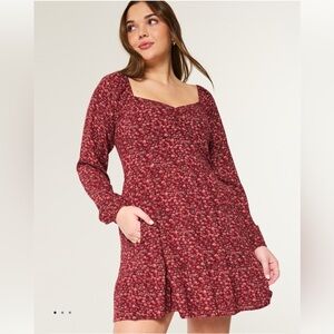 *New* Hollister Mini Dress - Large - Burgundy / Green Floral pattern